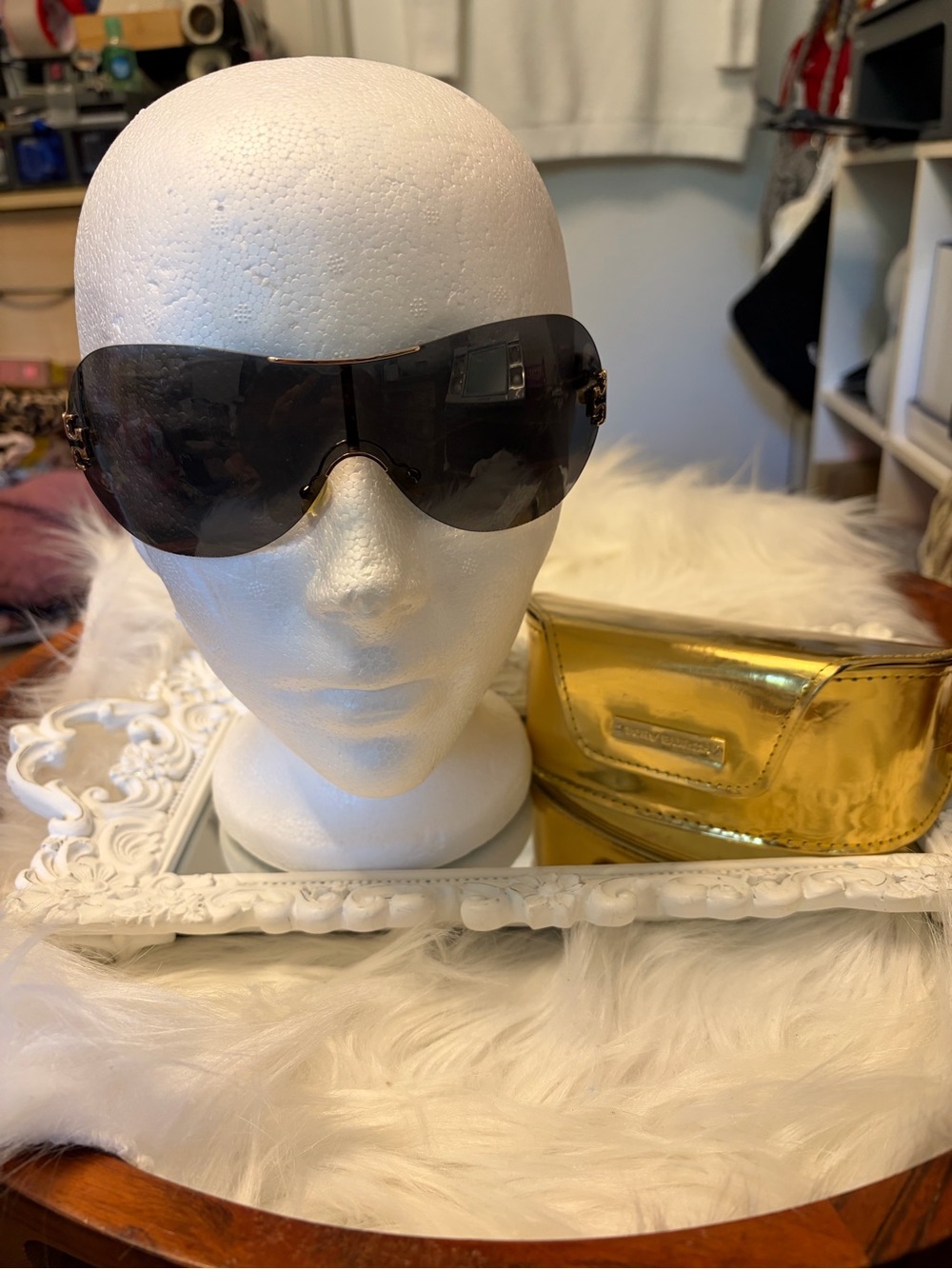 Tory Burch  Shield Sunglasses in Dark Brown with Gold Case